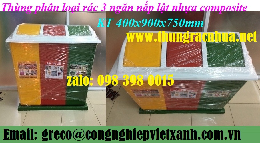 Thùng rác 3 ngăn nhựa Composite Thung-rac-3-ngan-nhua-composite-nap-lat