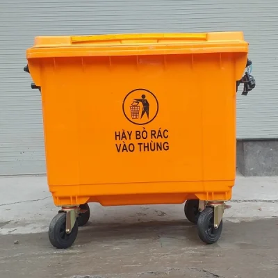 Thùng rác nhựa 660 lít màu cam