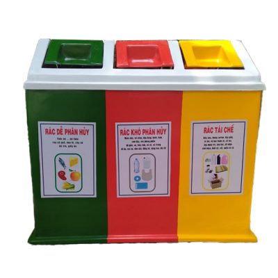 Thùng rác 3 ngăn nắp bập bênh