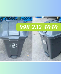 Thùng rác đạp chân 70 lít, màu xám
