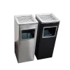 Thùng rác inox vuông có gạt tàn thuốc lá