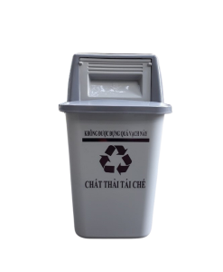 Thùng Rác Nắp Lật Y Tế 60 Lít Màu Xám
