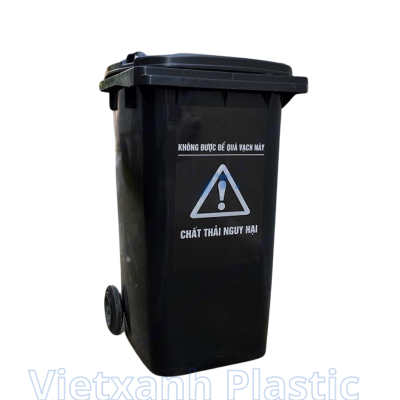 Thùng Rác Y Tế 240 Lít Màu Đen Đựng Rác Nguy Hại