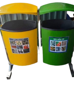 Thùng rác nhựa 2 ngăn 80 lít có mái che