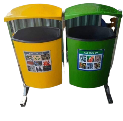 Thùng rác nhựa 2 ngăn 80 lít có mái che