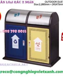Thùng rác thép 2 ngăn