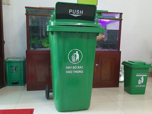 Thùng rác công nghiệp 240 lít nắp hở