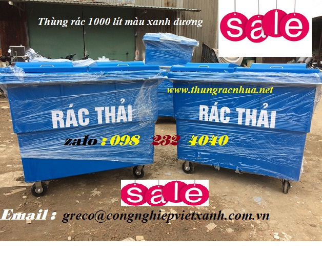 thùng rác 1000 lít xanh dương
