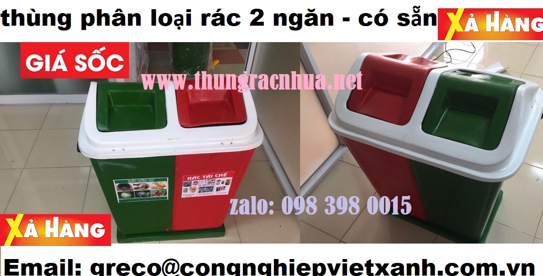 Thùng rác nắp lật 2 ngăn