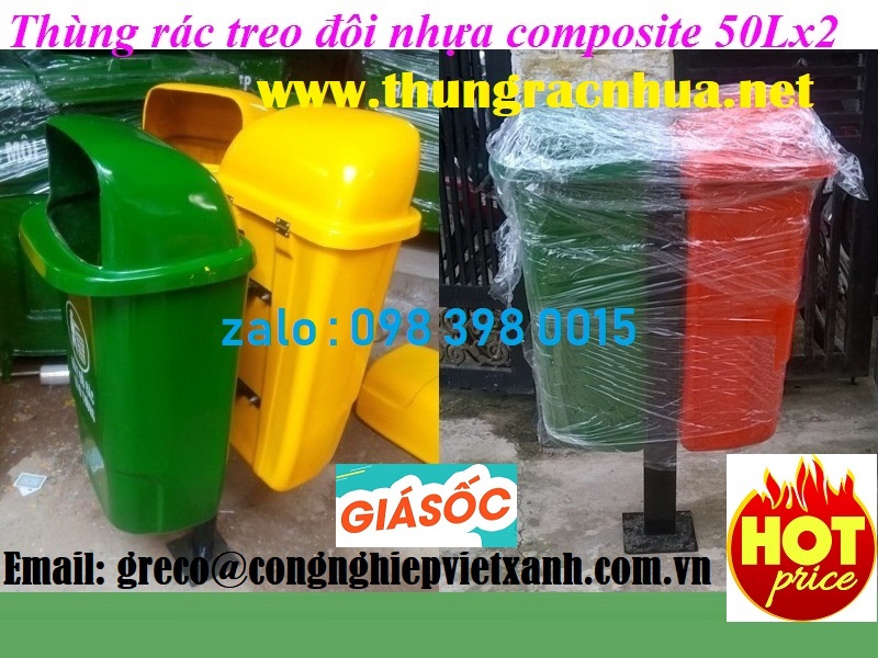 thùng rác treo đôi 50 lít - 55 lít