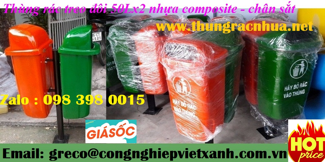 Thùng rác treo đôi