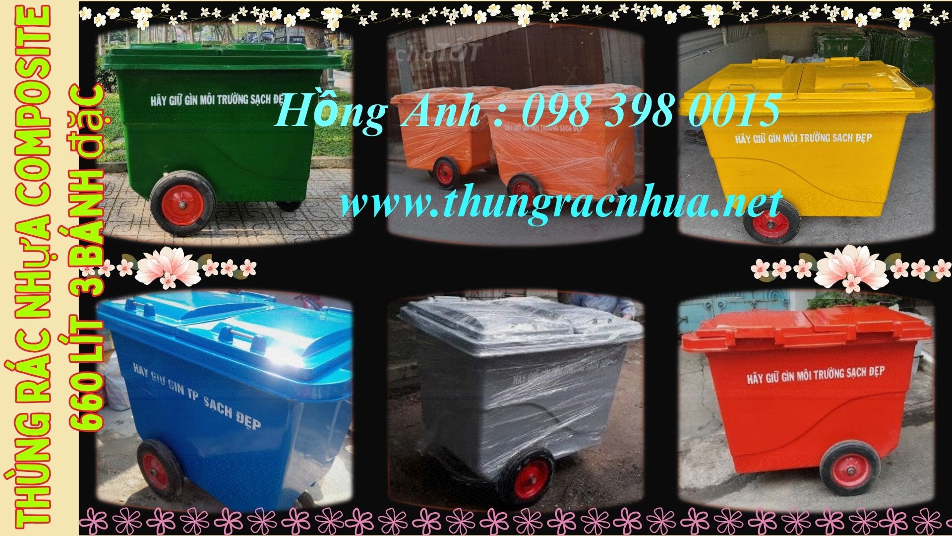Thùng rác composite 660L