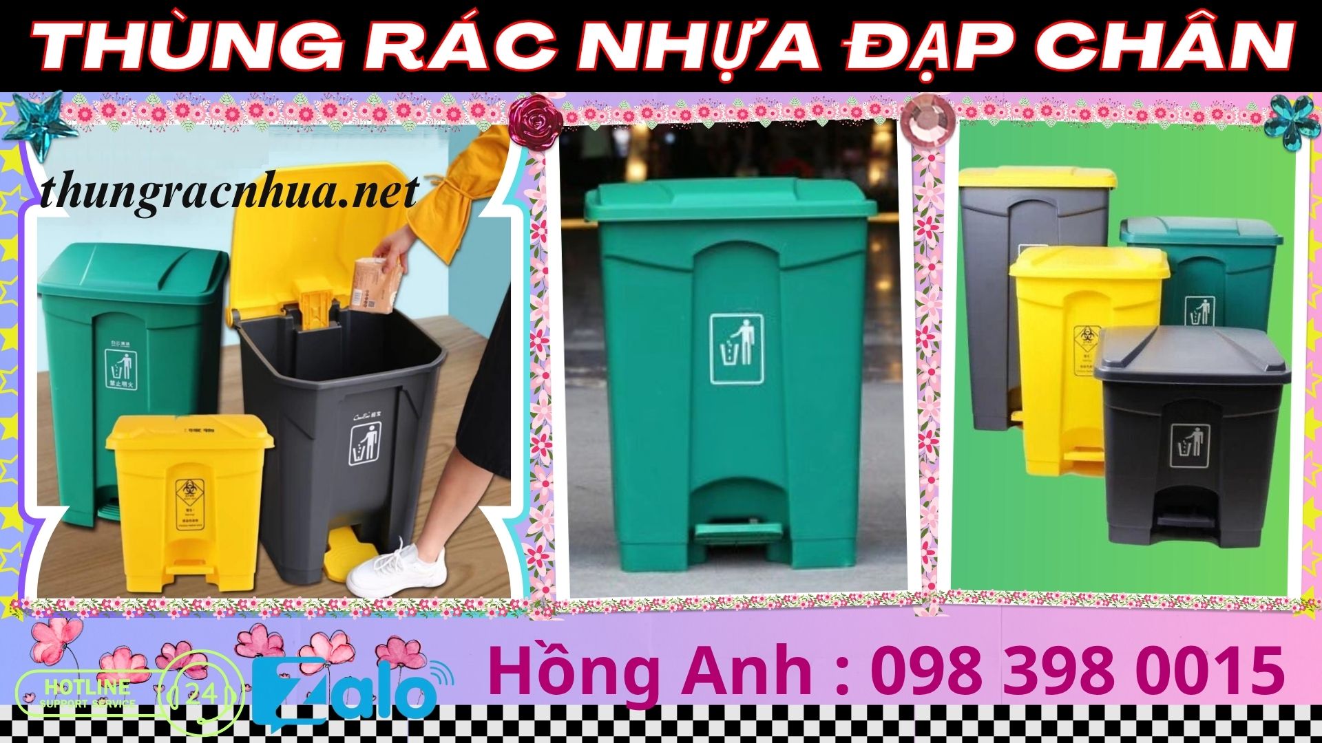 Thùng rác nhựa đạp chân 30 lít, 45 lít, 68 lít