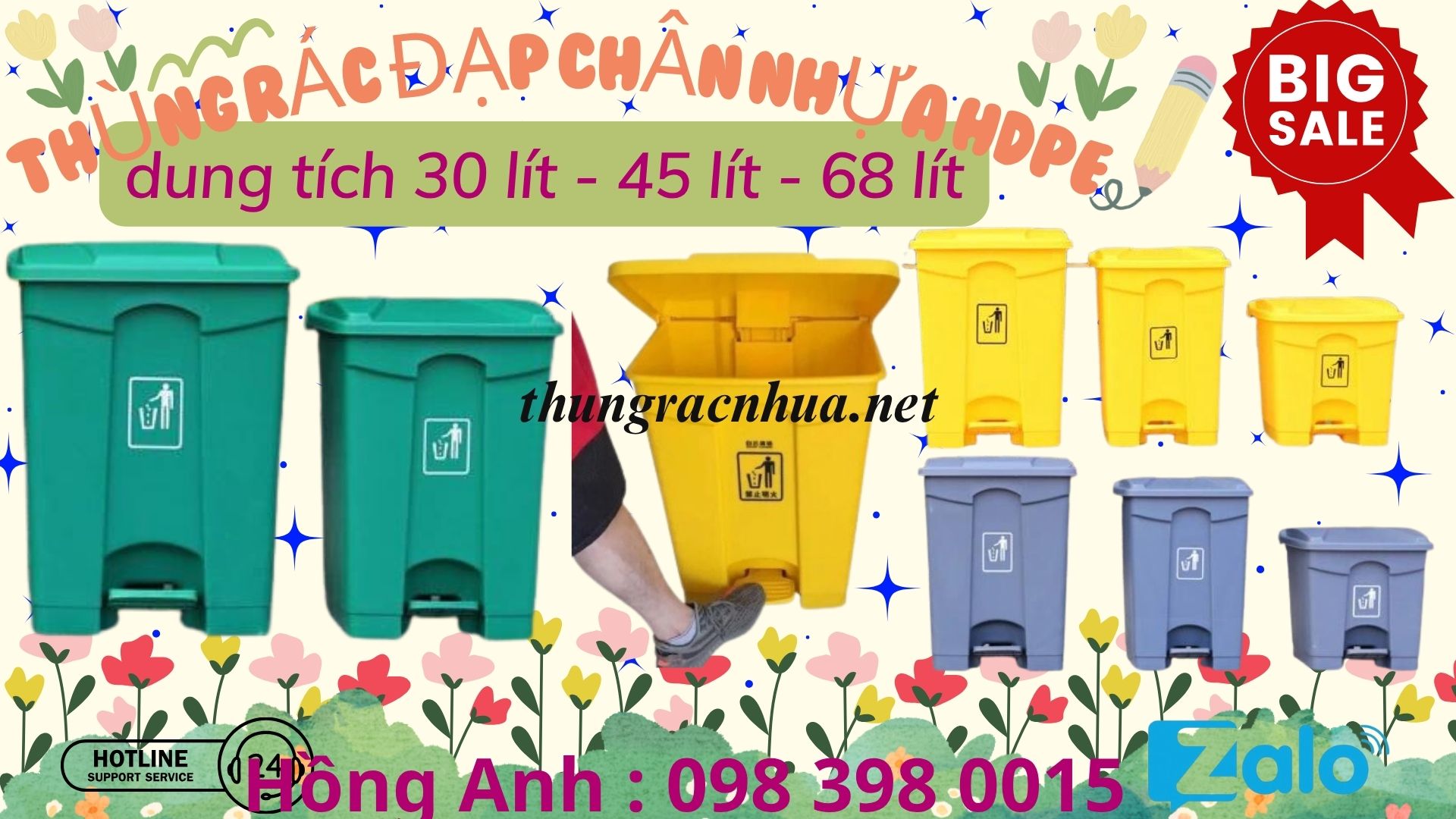Thùng rác nhựa đạp chân