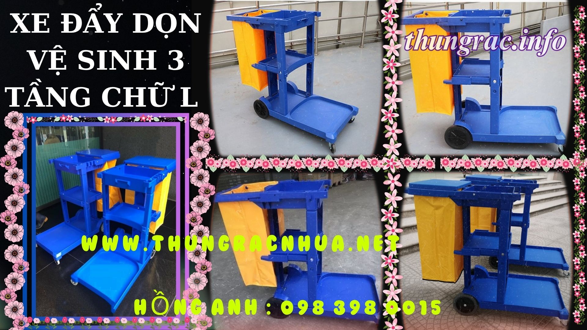 Xe đẩy dọn vệ sinh bằng nhựa