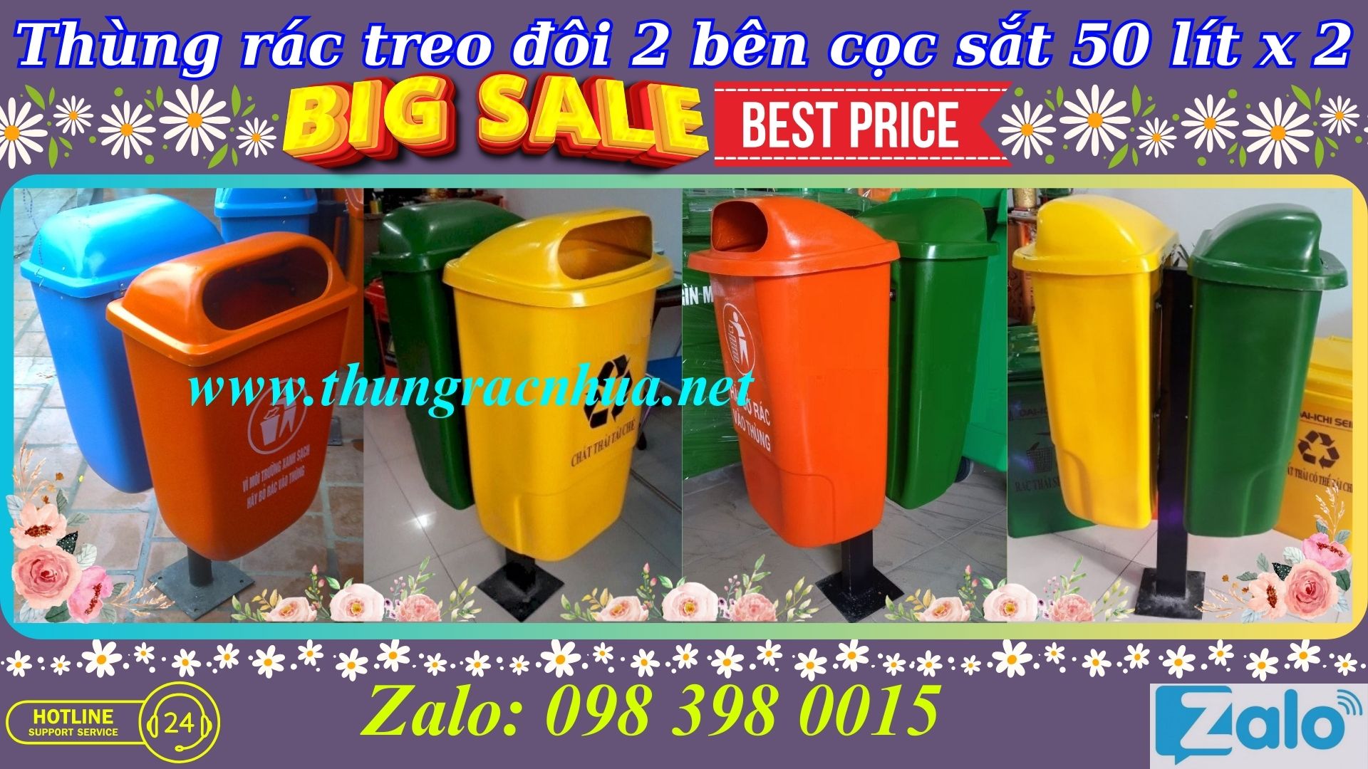 Thùng rác treo đôi chân sắt