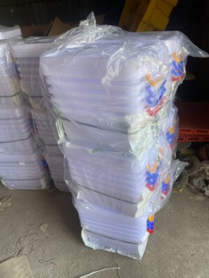 Thùng nhựa trong 15 lít có nắp và quai màu, đóng kiện tại kho Việt Xanh